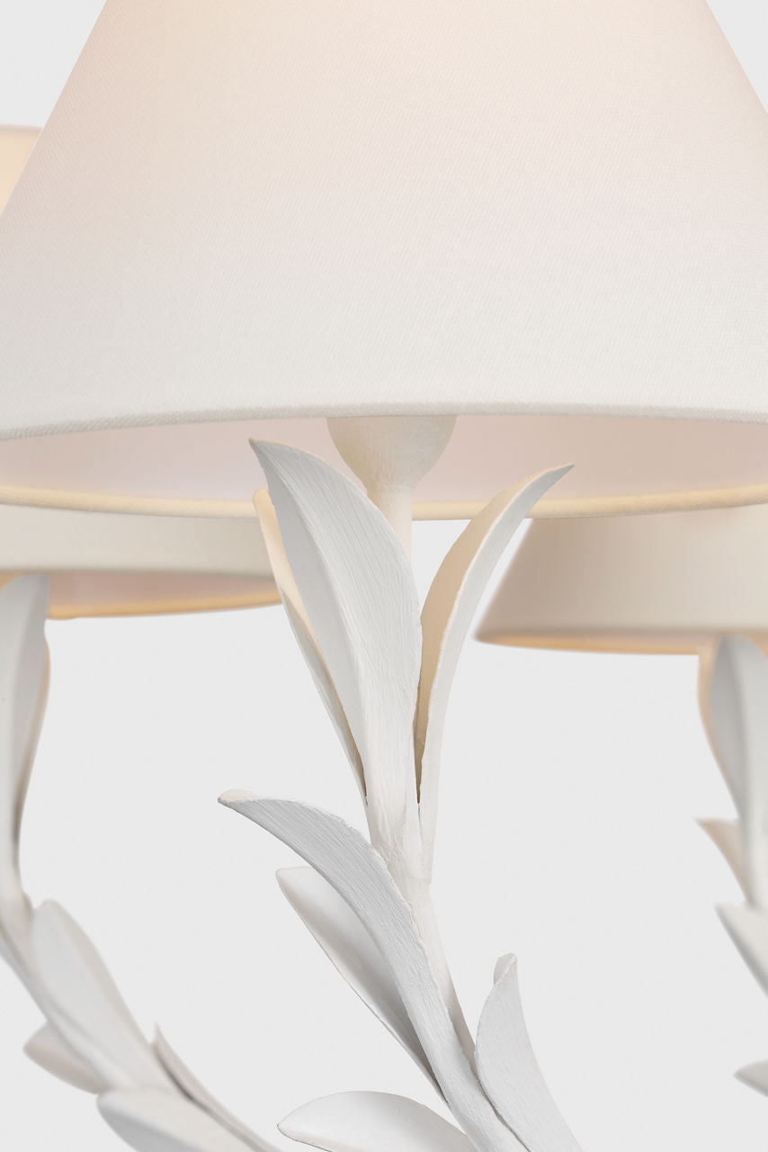 Provenz 42" 6 Light Chandelier | Plaster White | Linen Shades
