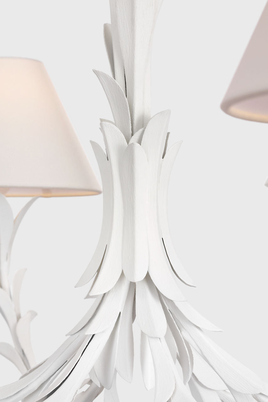 Provenz 42" 6 Light Chandelier | Plaster White | Linen Shades