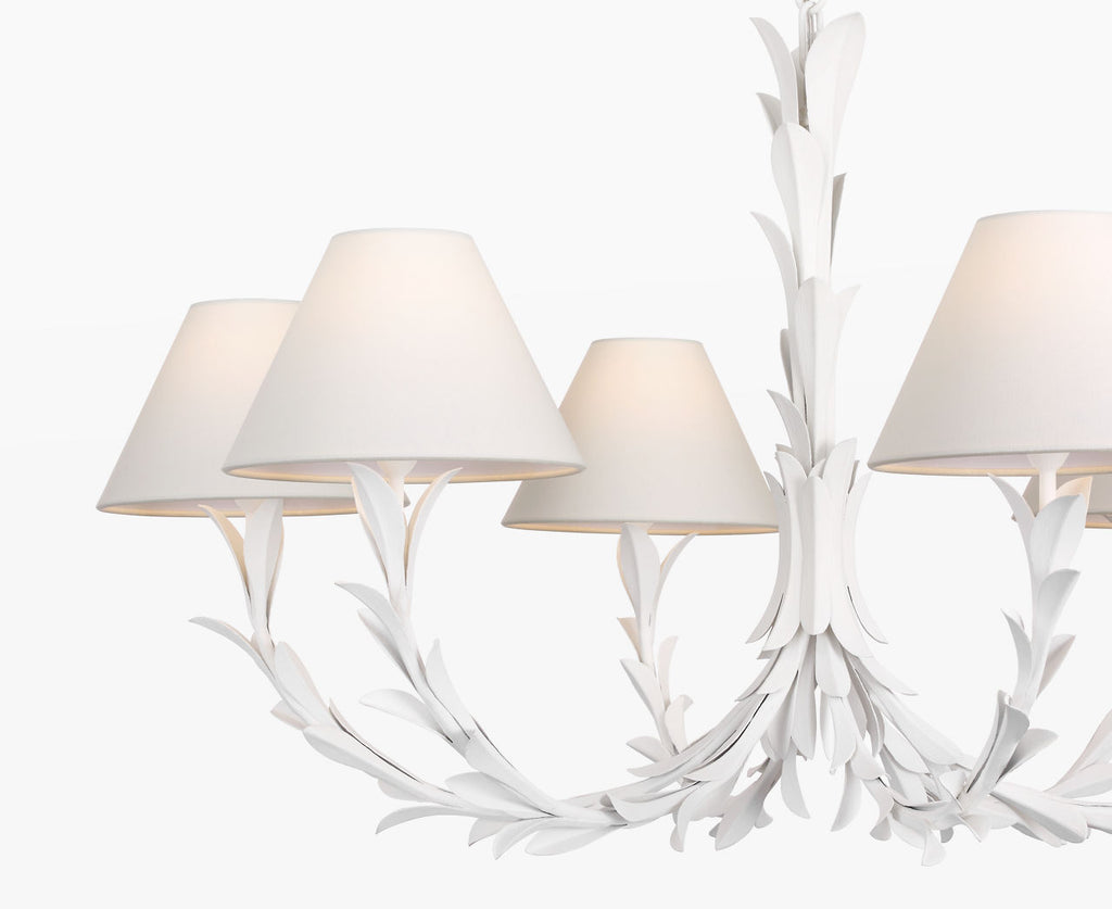 Provenz 42" 6 Light Chandelier | Plaster White | Linen Shades