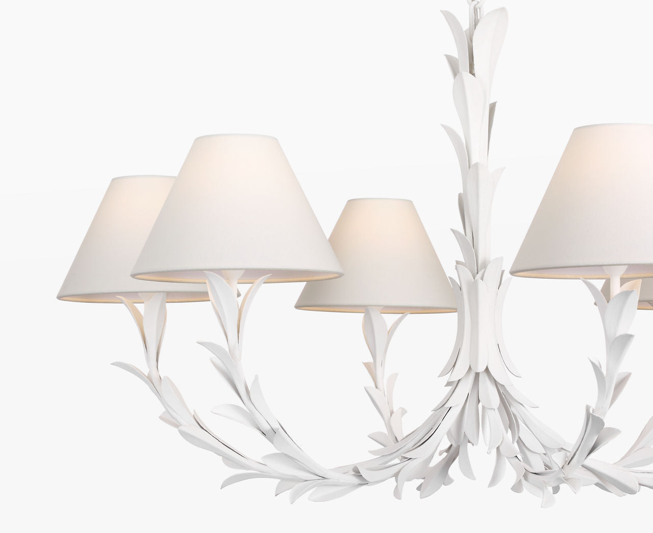 Provenz 42" 6 Light Chandelier | Plaster White | Linen Shades