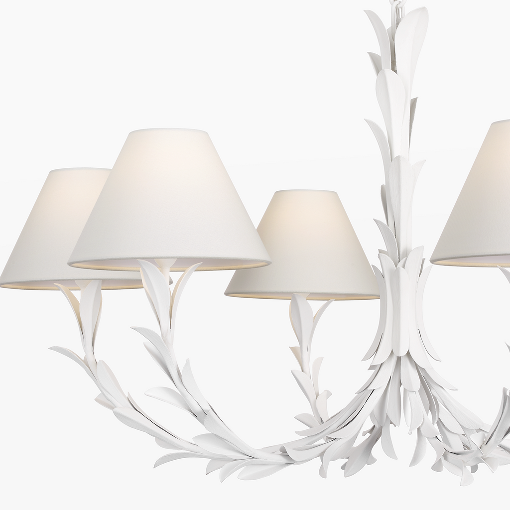 Provenz 42" 6 Light Chandelier | Plaster White | Linen Shades