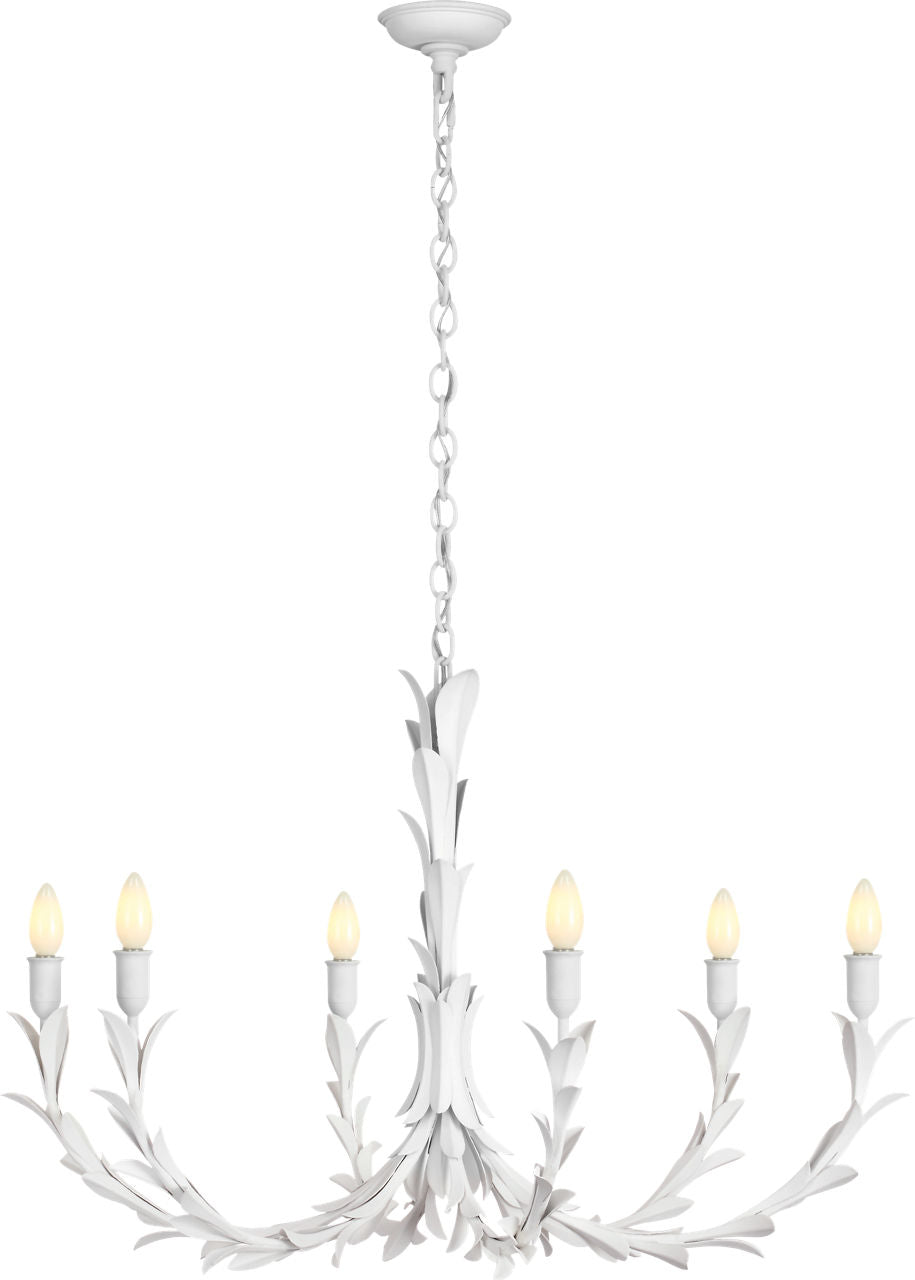 Provenz 42" 6 Light Chandelier | Plaster White | Linen Shades