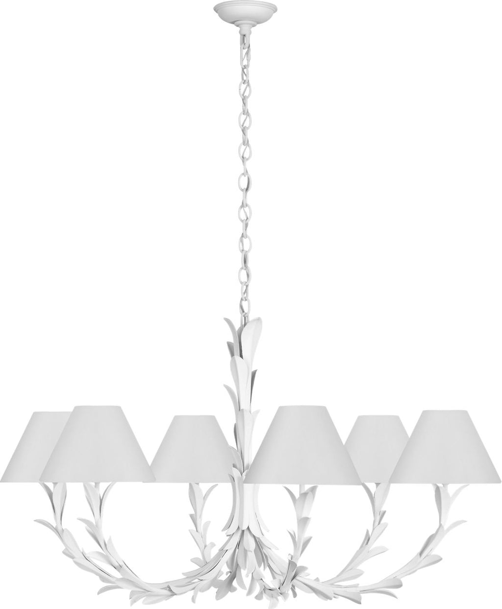 Provenz 42" 6 Light Chandelier | Plaster White | Linen Shades