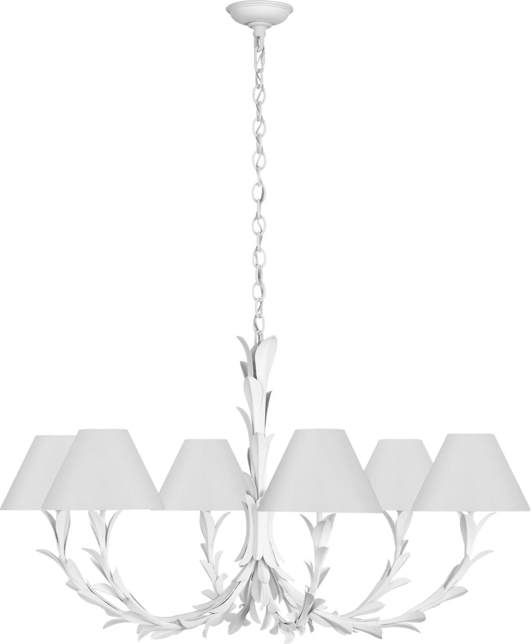 Provenz 42" 6 Light Chandelier | Plaster White | Linen Shades