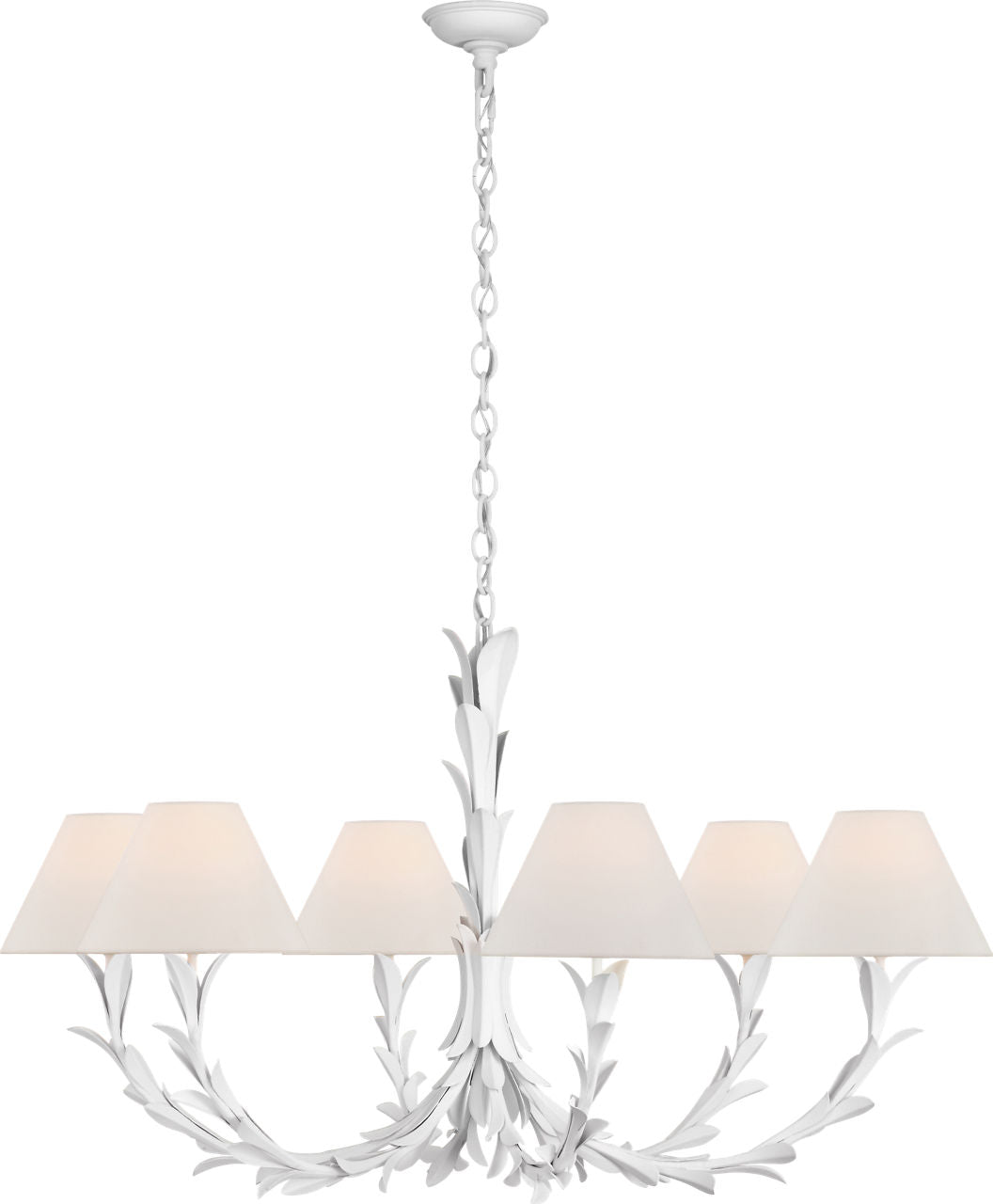 Provenz 42" 6 Light Chandelier | Plaster White | Linen Shades