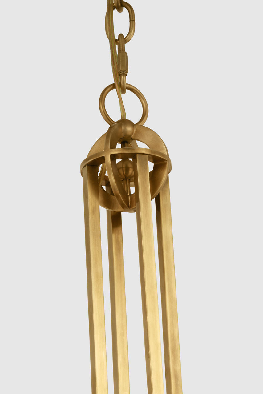 Gracie Medium Captured Globe Pendant | Antique-Burnished Brass | White Glass