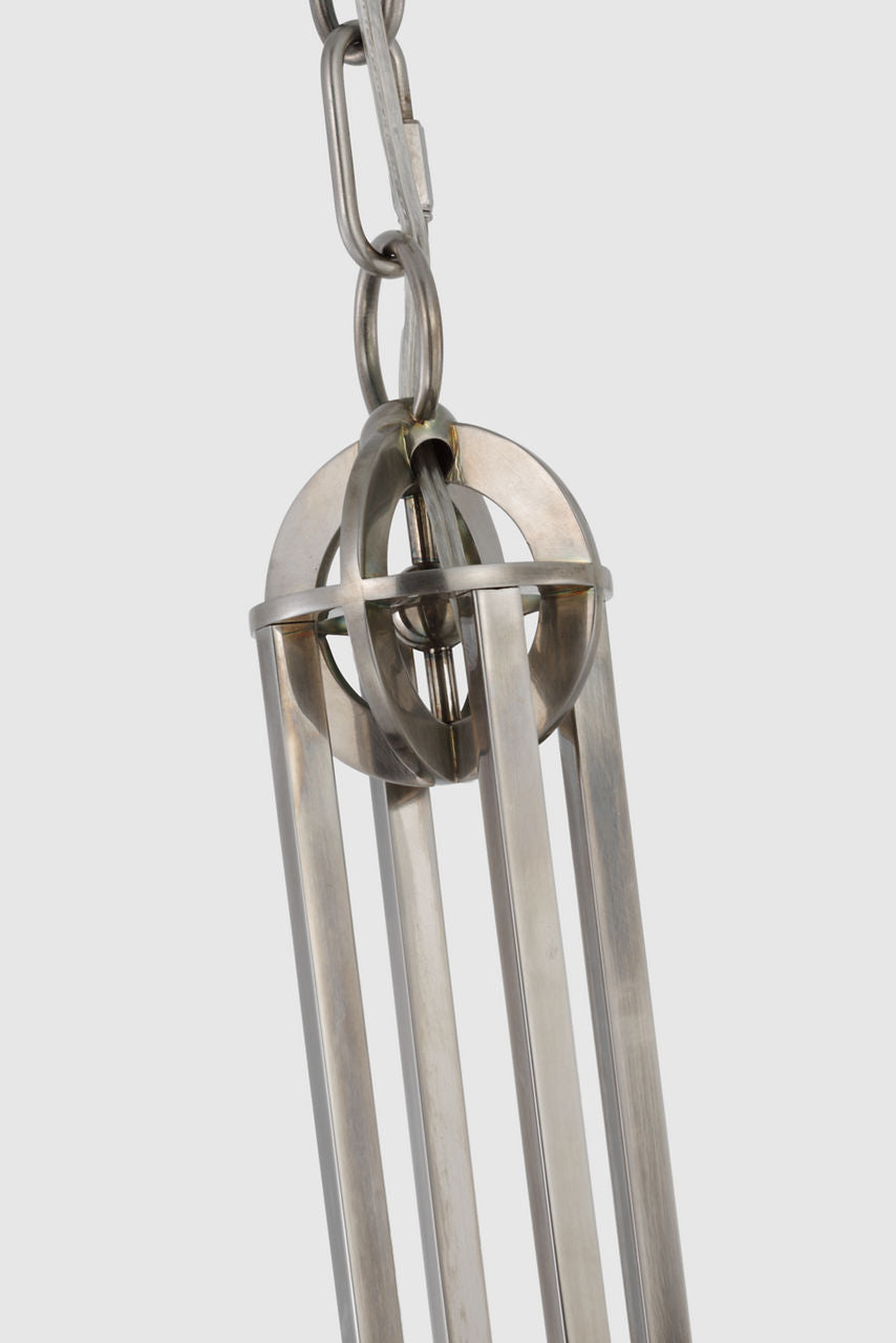 Gracie Medium Captured Globe Pendant | Antique Nickel | White Glass