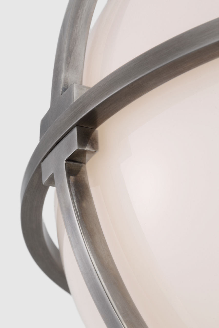 Gracie Medium Captured Globe Pendant | Antique Nickel | White Glass