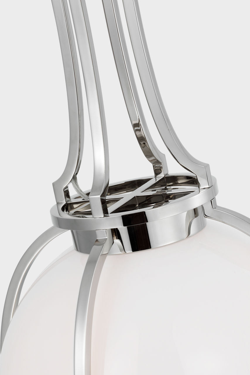 Gracie Medium Captured Globe Pendant | Polished Nickel | White Glass