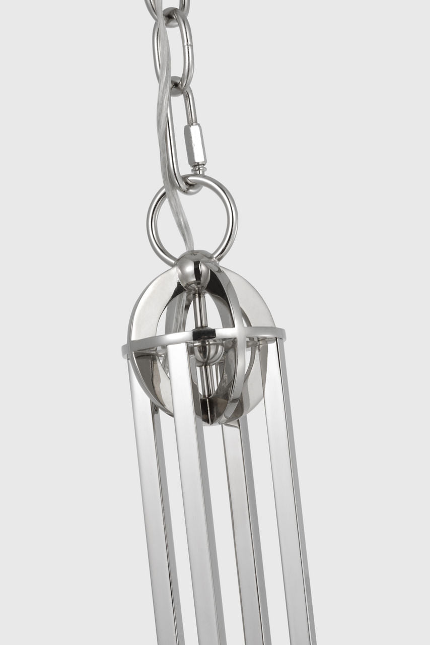 Gracie Medium Captured Globe Pendant | Polished Nickel | White Glass