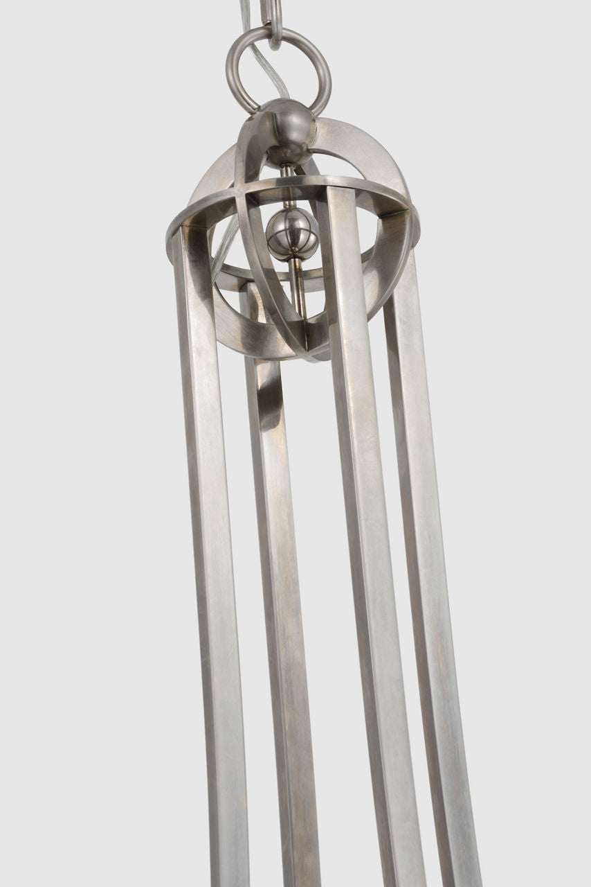 Gracie Large Captured Globe Pendant | Antique Nickel | White Glass