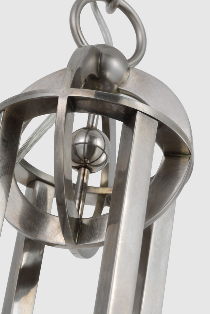 Gracie Large Captured Globe Pendant | Antique Nickel | White Glass