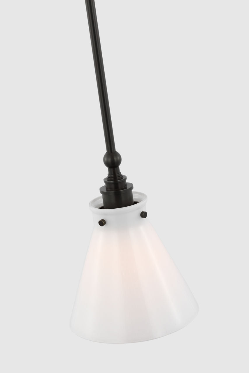 Parkington 9" Pendant | Bronze | White Glass