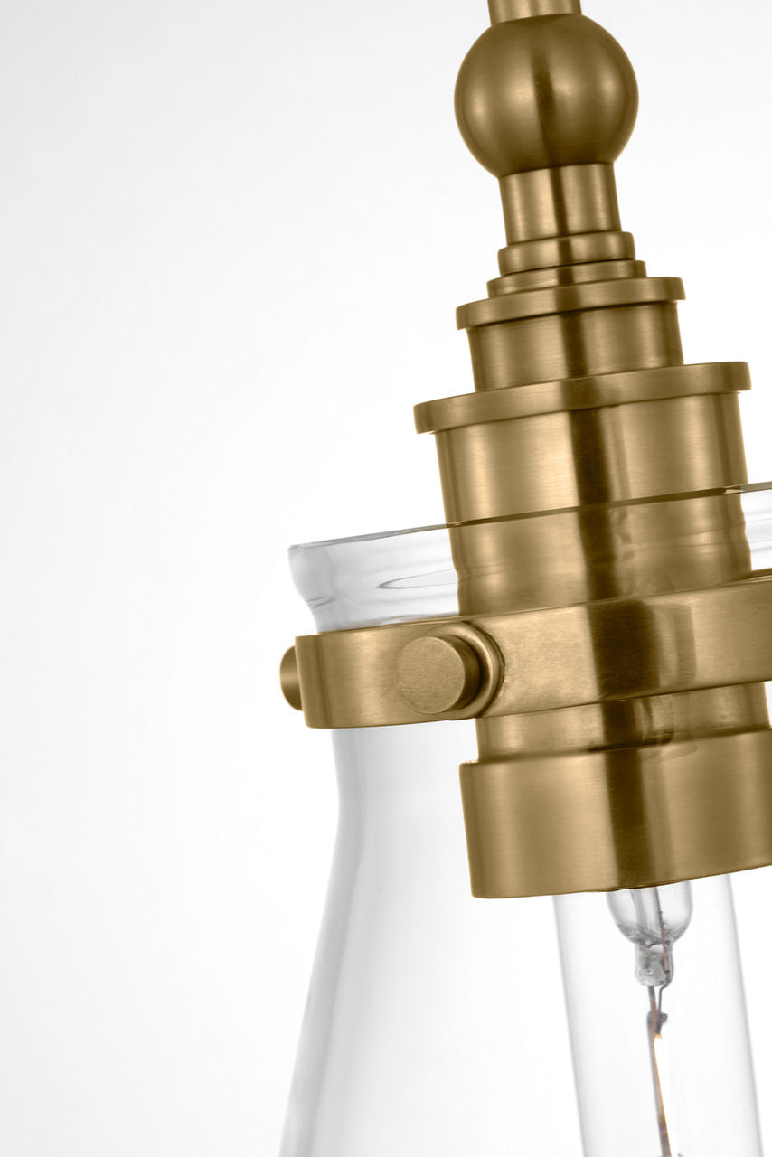Parkington 11" Conical Pendant | Antique-Burnished Brass | Clear Glass
