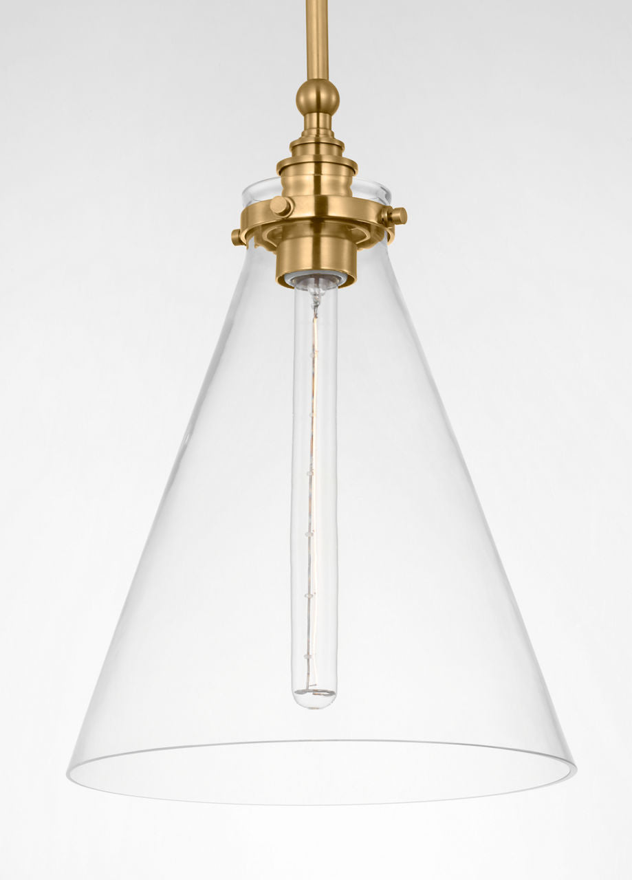 Parkington 11" Conical Pendant | Antique-Burnished Brass | Clear Glass