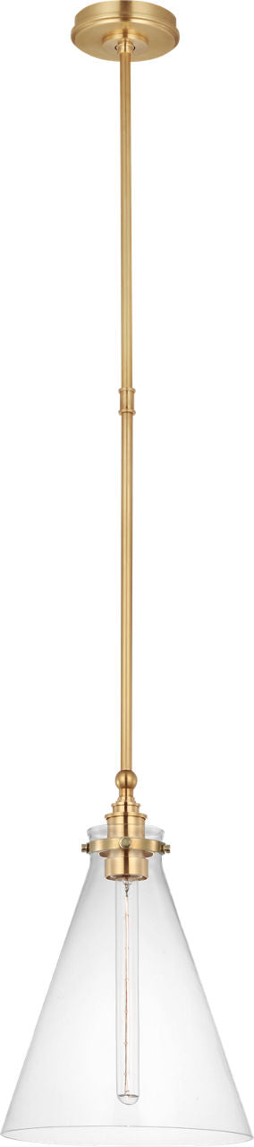 Parkington 11" Conical Pendant | Antique-Burnished Brass | Clear Glass