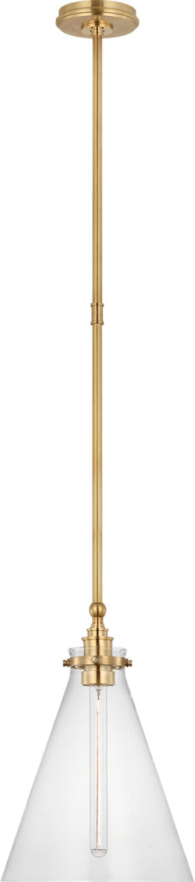 Parkington 11" Conical Pendant | Antique-Burnished Brass | Clear Glass