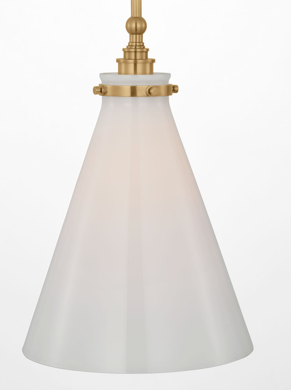 Parkington 11" Conical Pendant | Antique-Burnished Brass | White Glass