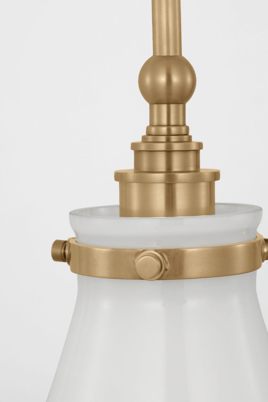 Parkington 11" Conical Pendant | Antique-Burnished Brass | White Glass