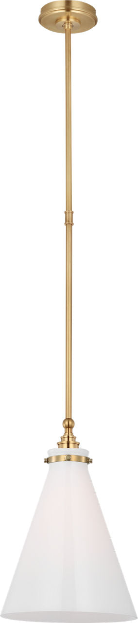 Parkington 11" Conical Pendant | Antique-Burnished Brass | White Glass