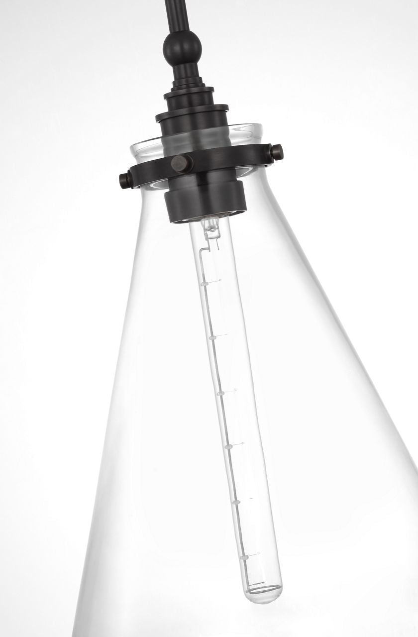 Parkington 11" Conical Pendant | Bronze | Clear Glass