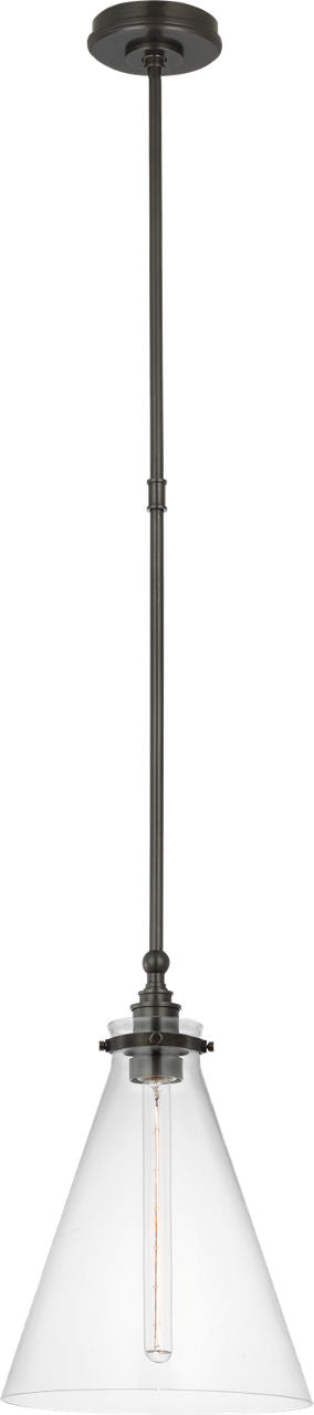 Parkington 11" Conical Pendant | Bronze | Clear Glass