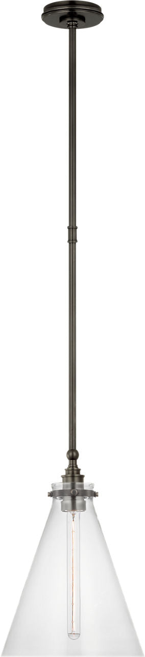 Parkington 11" Conical Pendant | Bronze | Clear Glass
