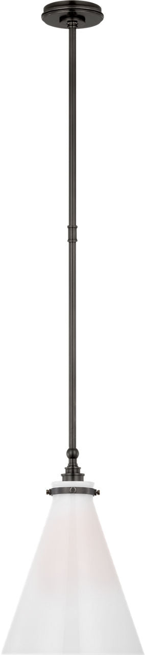 Parkington 11" Conical Pendant | Bronze | White Glass
