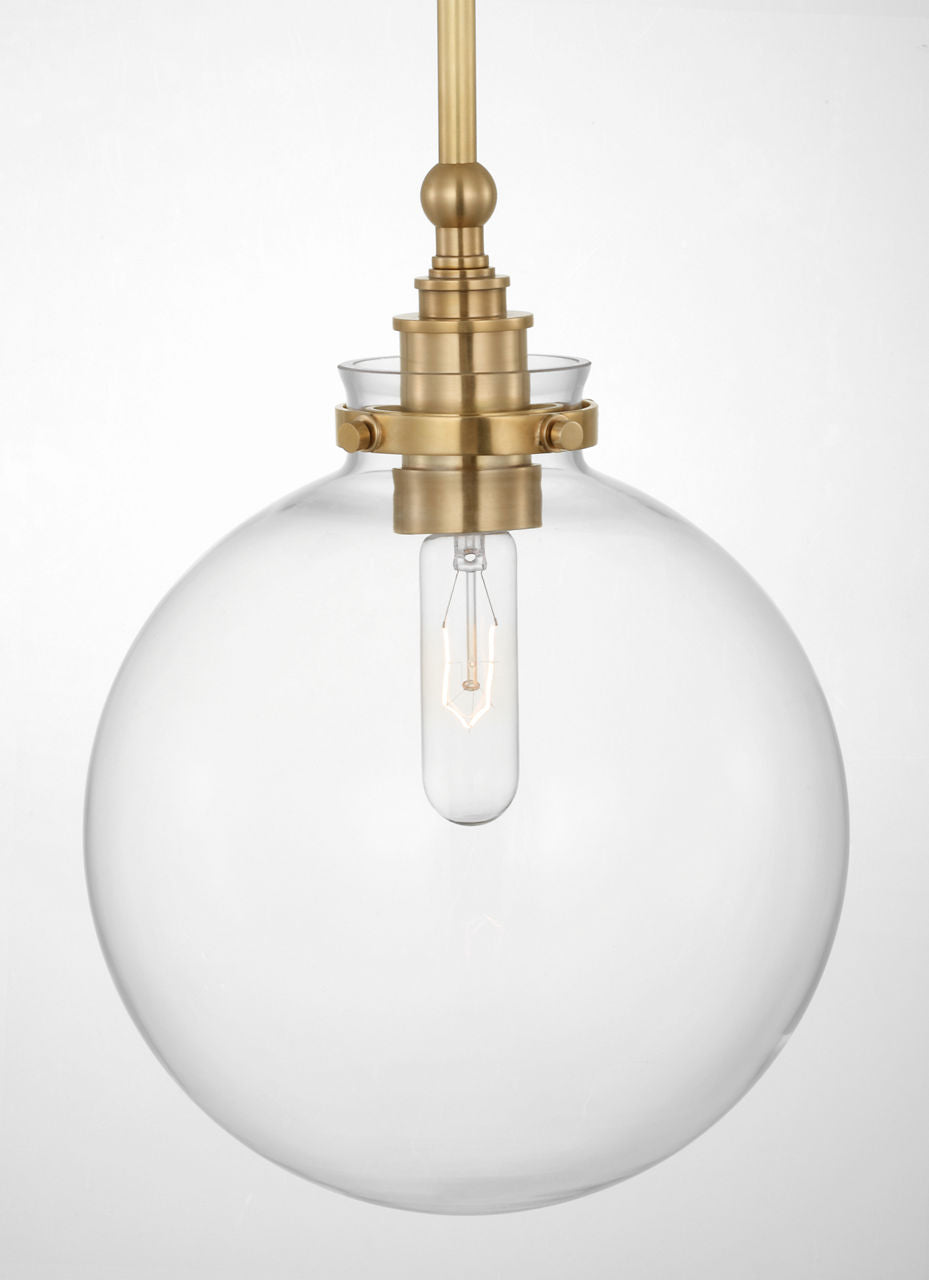 Parkington 10" Globe Pendant | Antique-Burnished Brass | Clear Glass