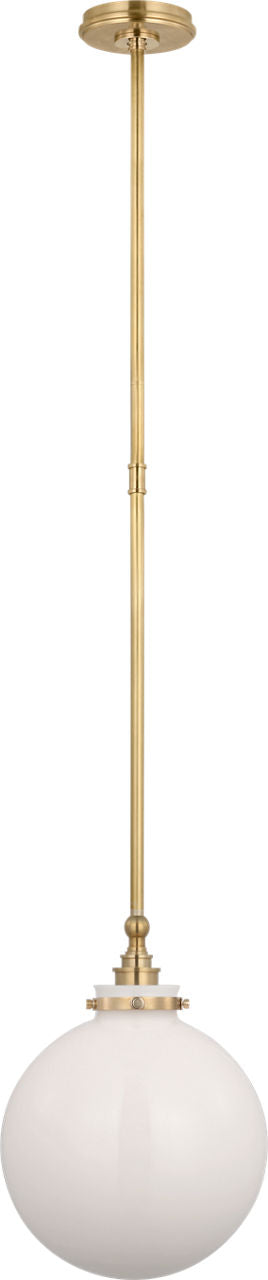 Parkington 10" Globe Pendant | Antique-Burnished Brass | White Glass
