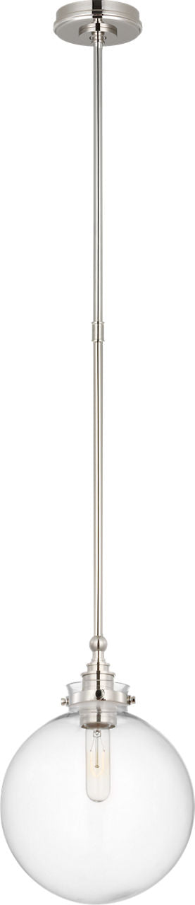 Parkington 10" Globe Pendant | Polished Nickel | Clear Glass