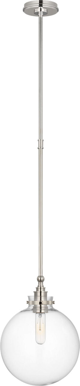 Parkington 10" Globe Pendant | Polished Nickel | Clear Glass