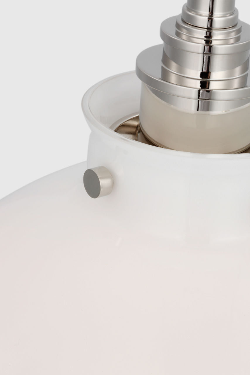 Parkington 10" Globe Pendant | Polished Nickel | White Glass