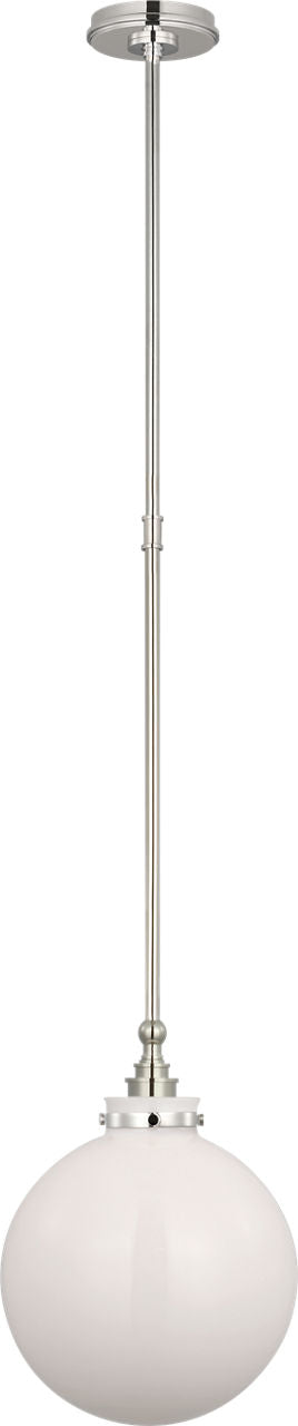 Parkington 10" Globe Pendant | Polished Nickel | White Glass