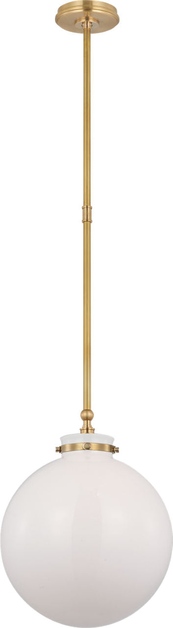 Parkington 14" Globe Pendant | Antique-Burnished Brass | White Glass