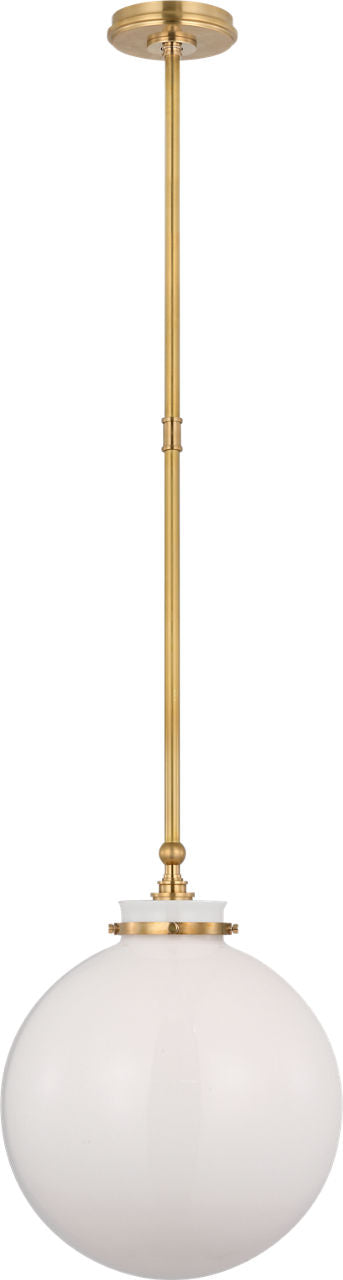 Parkington 14" Globe Pendant | Antique-Burnished Brass | White Glass