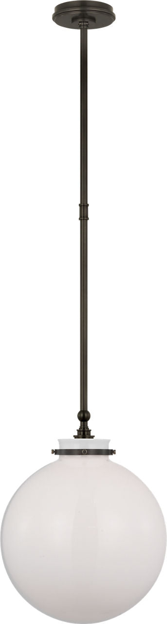 Parkington 14" Globe Pendant | Bronze | White Glass
