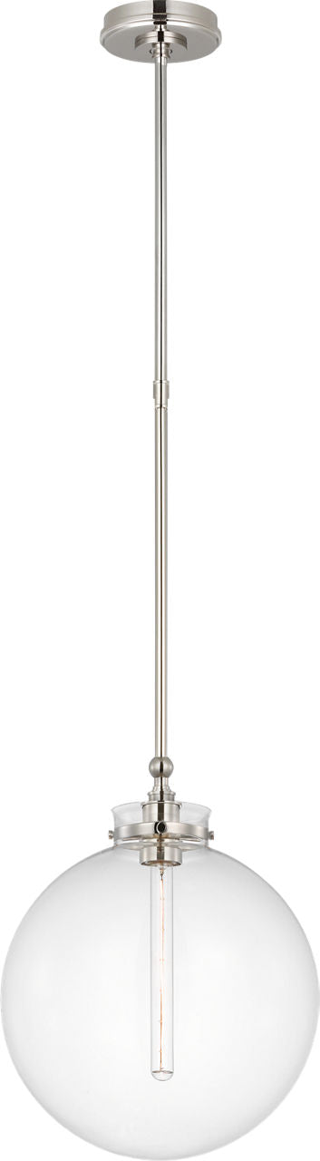 Parkington 14" Globe Pendant | Polished Nickel | Clear Glass