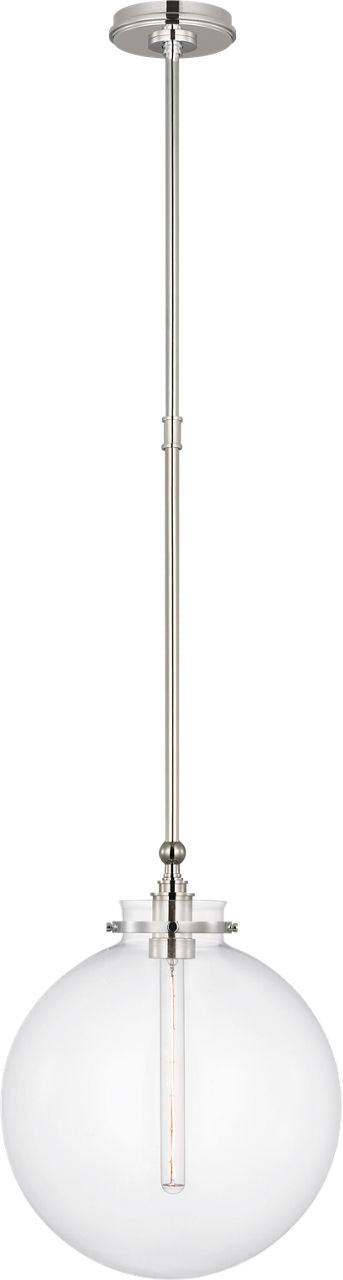 Parkington 14" Globe Pendant | Polished Nickel | Clear Glass