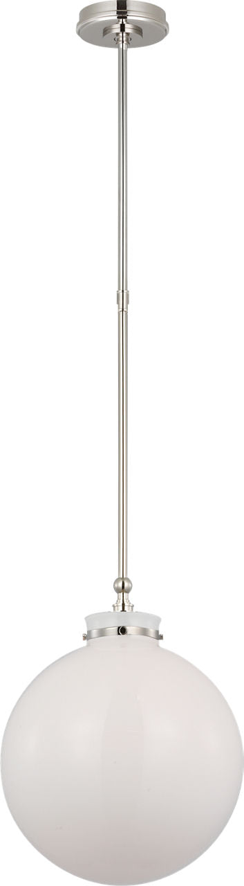 Parkington 14" Globe Pendant | Polished Nickel | White Glass