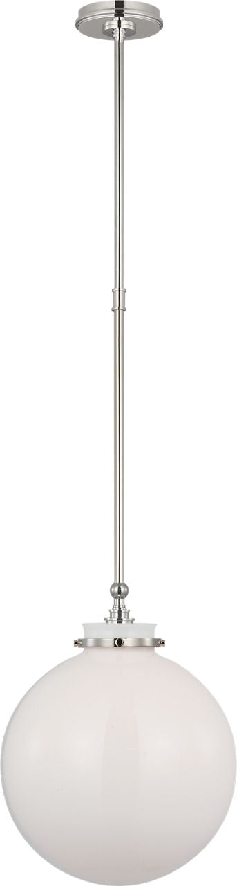 Parkington 14" Globe Pendant | Polished Nickel | White Glass