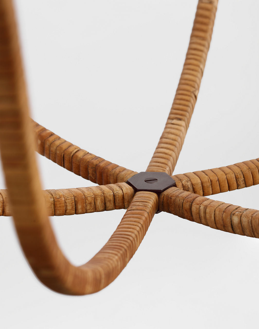 Biscayne Extra Large Wrapped Chandelier | Bronze and Natural Rattan | Linen Shades