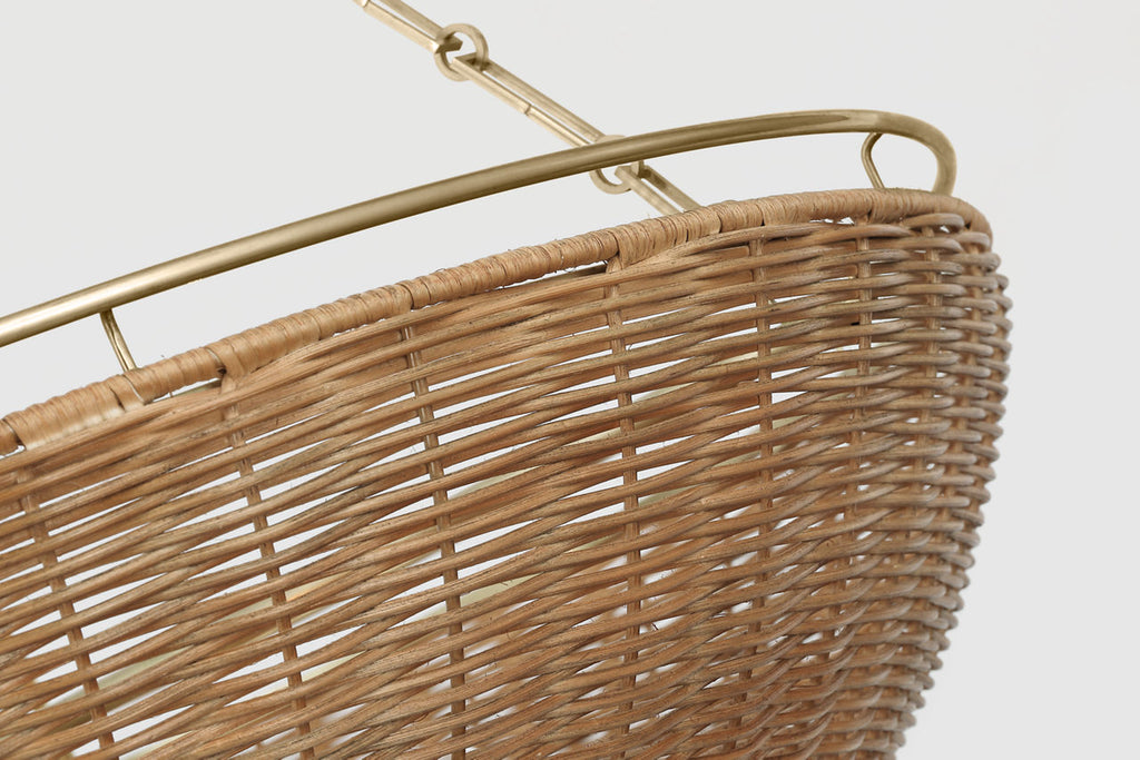 Clovis Medium Chandelier | Antique-Burnished Brass and Natural Wicker