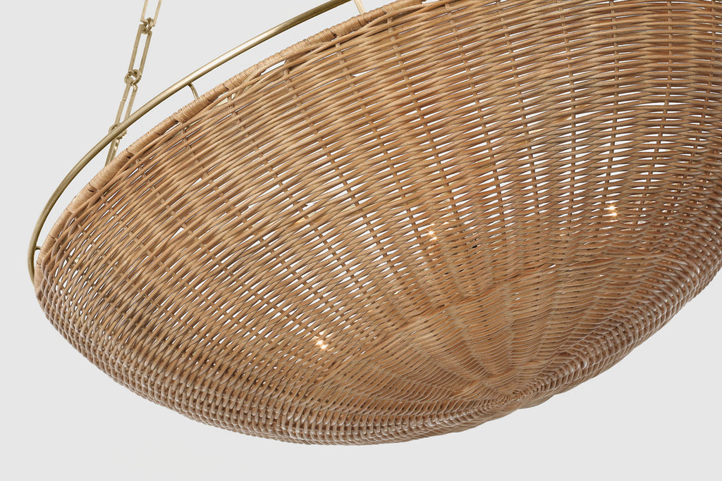 Clovis Medium Chandelier | Antique-Burnished Brass and Natural Wicker