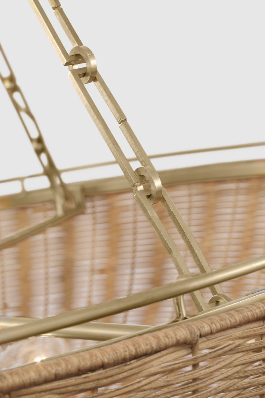 Clovis Extra Large Chandelier | Antique-Burnished Brass and Natural Wicker