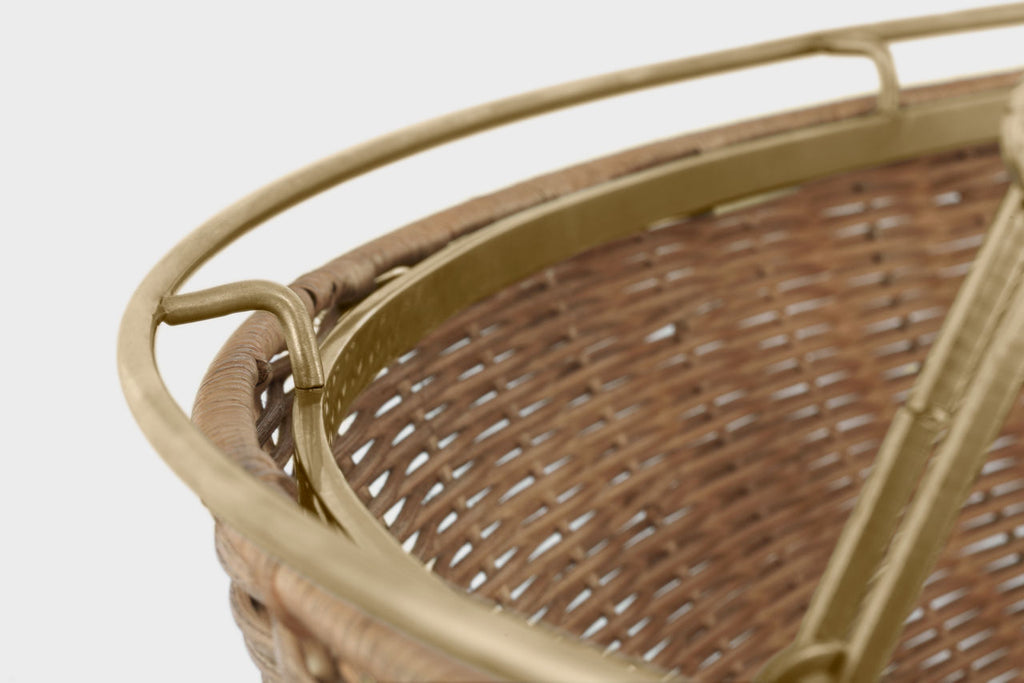 Clovis Extra Large Chandelier | Antique-Burnished Brass and Natural Wicker