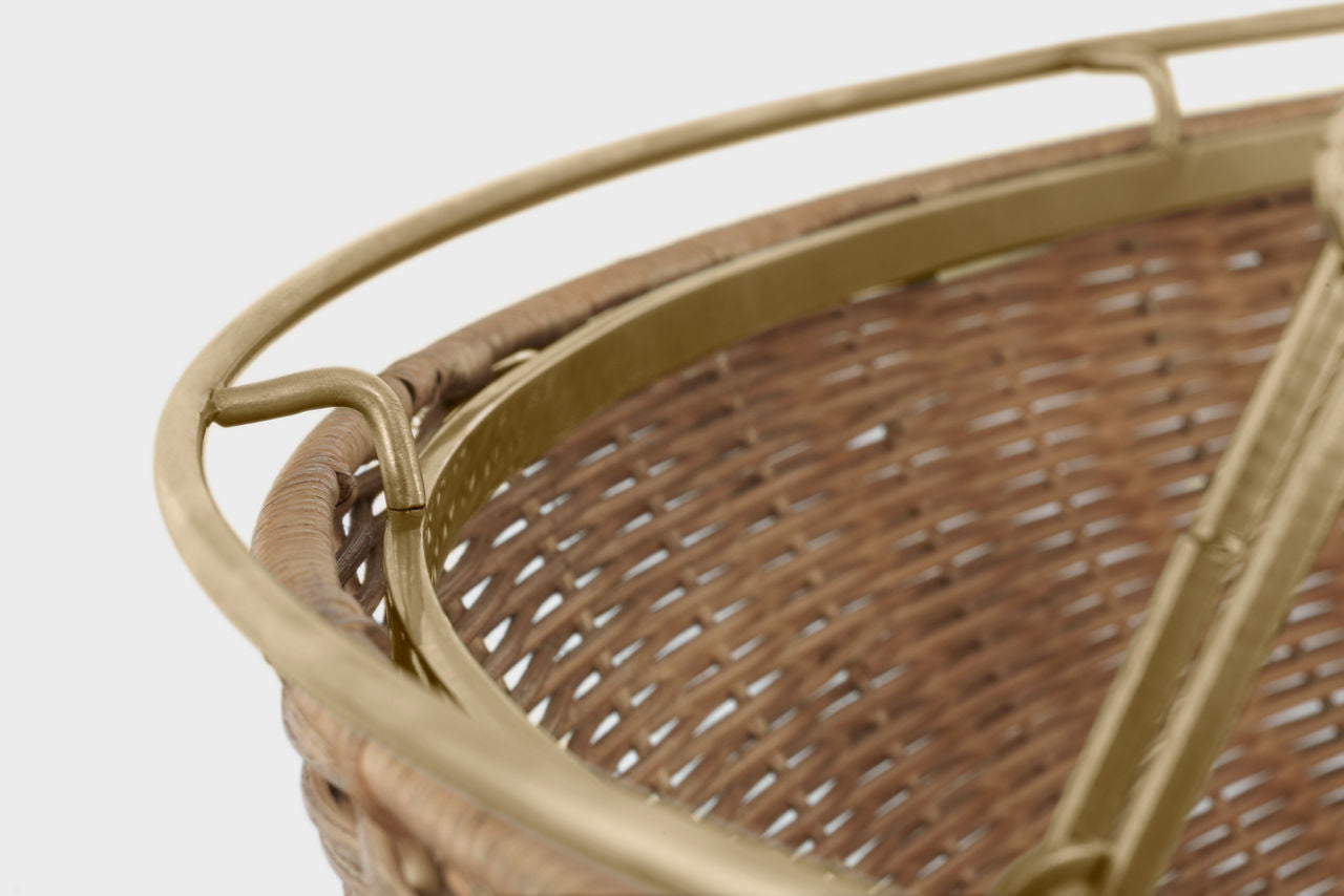 Clovis Extra Large Chandelier | Antique-Burnished Brass and Natural Wicker