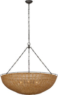 Clovis Extra Large Chandelier | Aged Iron and Natural Wicker