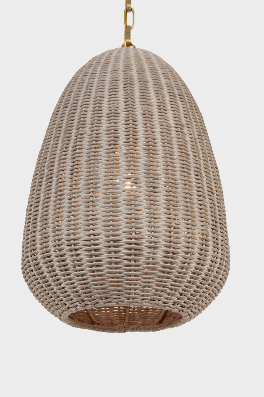 Kokomo 12" Pendant | Antique-Burnished Brass | Ash Wicker Shade