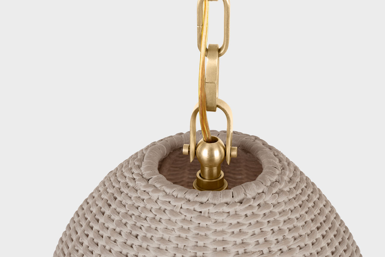 Kokomo 12" Pendant | Antique-Burnished Brass | Ash Wicker Shade